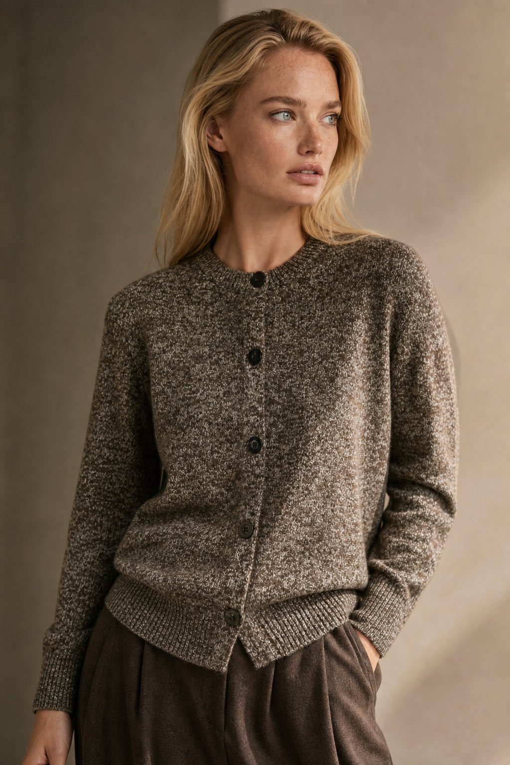 Chunky-Knit Alpaca-Blend cardigan — Brown, banana_republic product shot