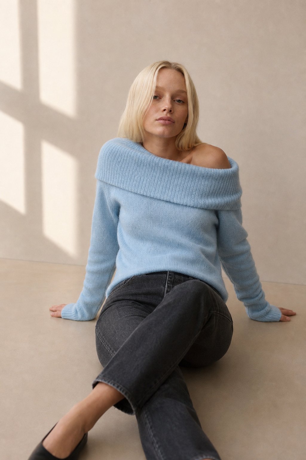 Clara Gracieuse Knit Top — Blue, banana_republic product shot