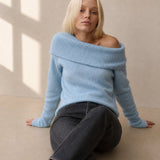 Clara Gracieuse Knit Top — Blue, banana_republic product shot