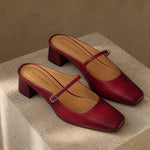 Comporta Italian leather Buckle Mule — Red, shoe_pedestal product shot
