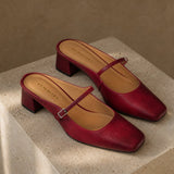 Comporta Italian leather Buckle Mule — Red, shoe_pedestal product shot