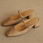 Comporta Italian leather Buckle Mule — Khaki, shoe_pedestal product shot