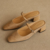 Comporta Italian leather Buckle Mule — Khaki, shoe_pedestal product shot