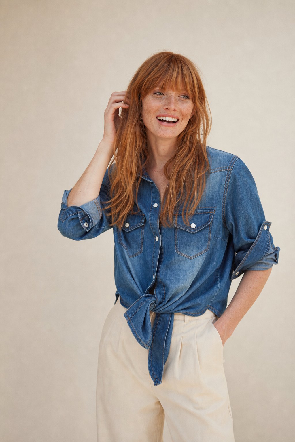 Cool Summer Denim Crop-Top — Blue, banana_republic product shot