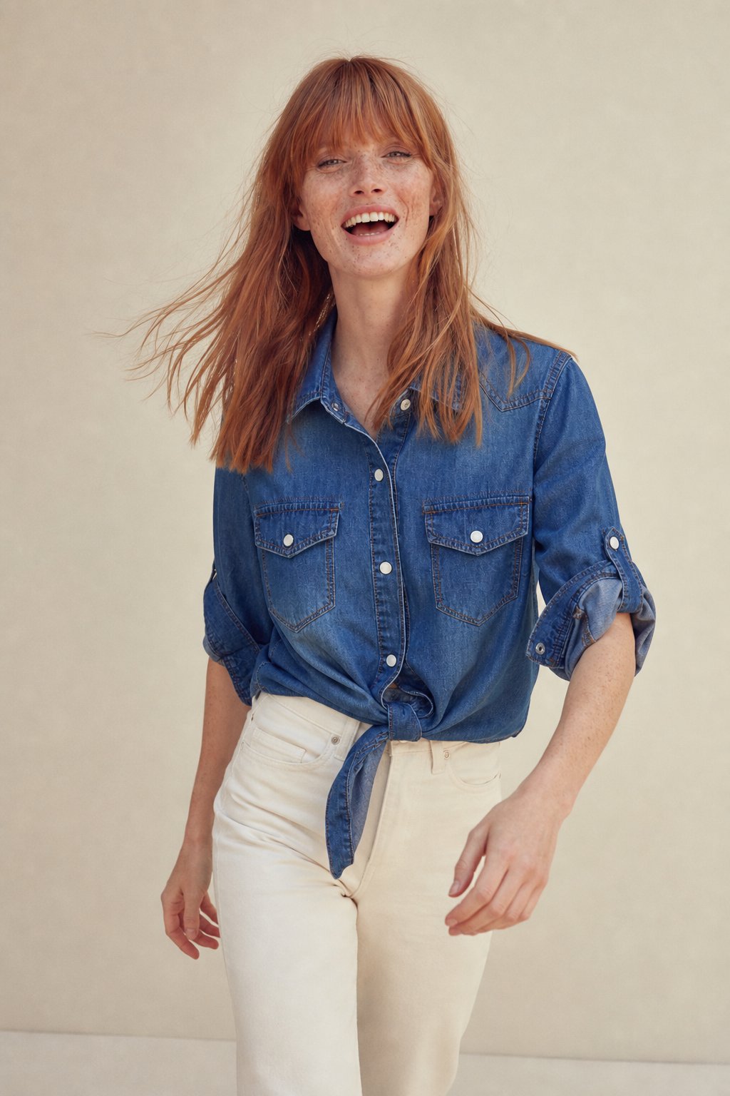 Cool Summer Denim Crop-Top — Blue, banana_republic product shot