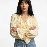 Liora Satin Ruffle Blouse