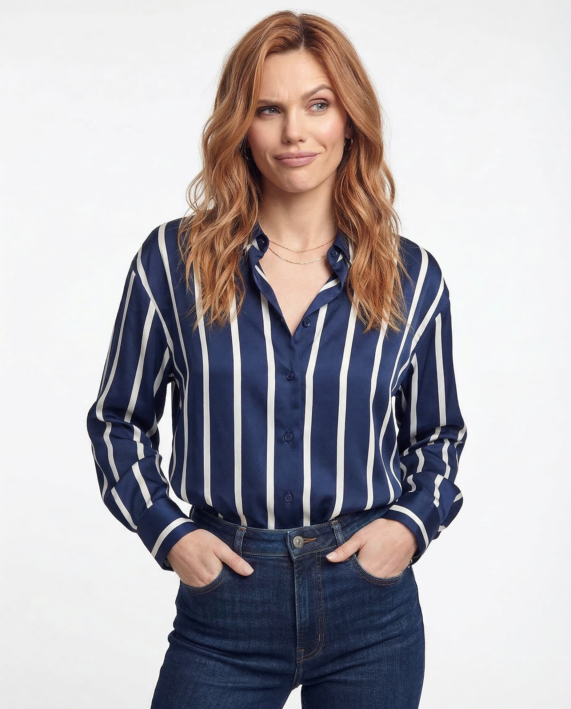Maren Stripe Satin Blouse