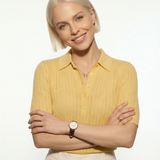 Amy Ribbed Knit Polo Blouse