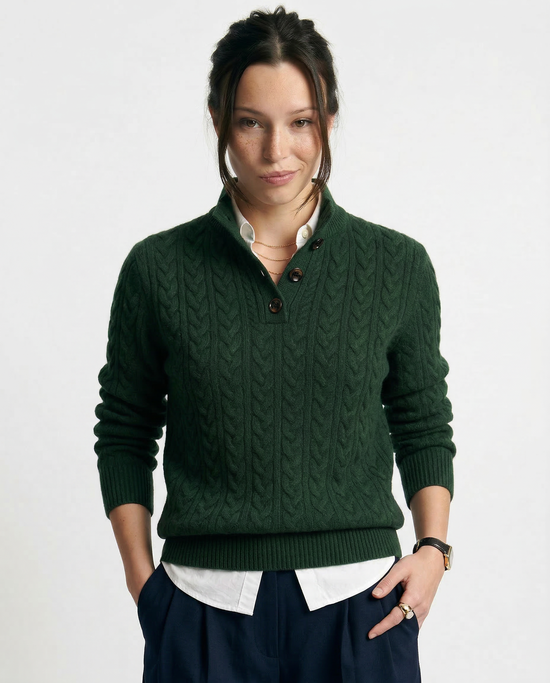 Arden Button-Up Cashmere Sweater