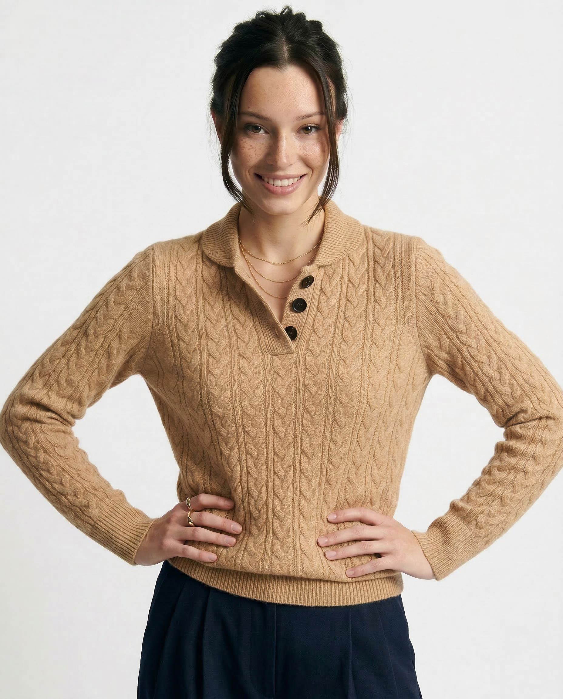 Arden Button-Up Cashmere Sweater