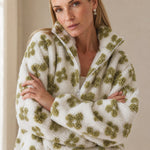 Dahlia Fleece Half-Zip Pullover — Green, studio product shot