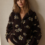 Dahlia Fleece Half-Zip Pullover — Brown, studio product shot