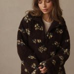 Dahlia Fleece Half-Zip Pullover — Brown, studio product shot
