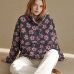 Dahlia Fleece Half-Zip Pullover — Pink, studio product shot