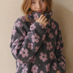 Dahlia Fleece Half-Zip Pullover — Pink, studio product shot