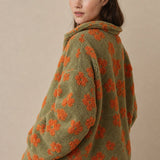 Dahlia Fleece Half-Zip Pullover — Orange, studio product shot