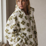 Dahlia Fleece Half-Zip Pullover — Green, studio product shot