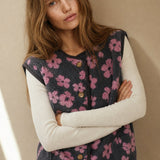 Dahlia Floral Fleece Vest — Pink, banana_republic product shot
