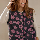 Dahlia Floral Fleece Vest — Pink, banana_republic product shot