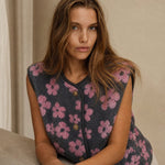 Dahlia Floral Fleece Vest — Pink, banana_republic product shot