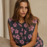 Dahlia Floral Fleece Vest — Pink, banana_republic product shot