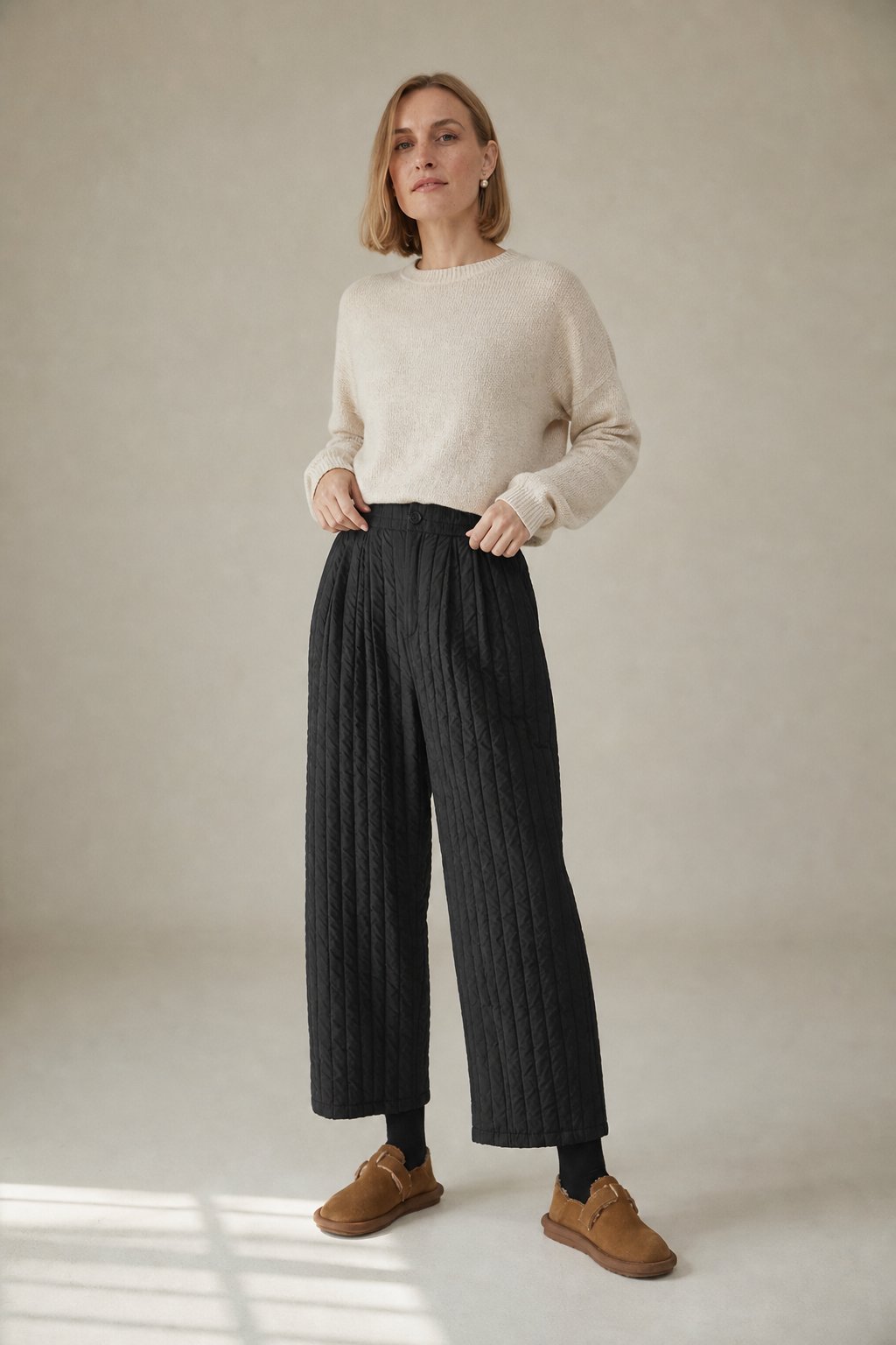 Daria Cotton Wide-Leg Pants — Black, banana_republic product shot