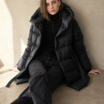 Daybreak Long Down Coat — Black, banana_republic product shot