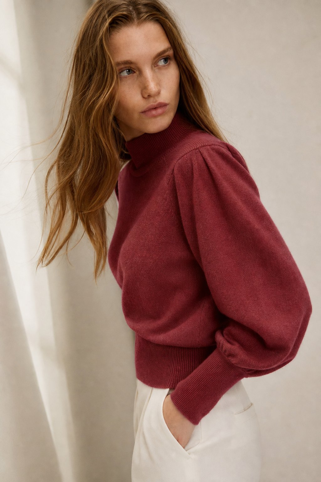 Diana Merino Pullover — Maroon, studio product shot