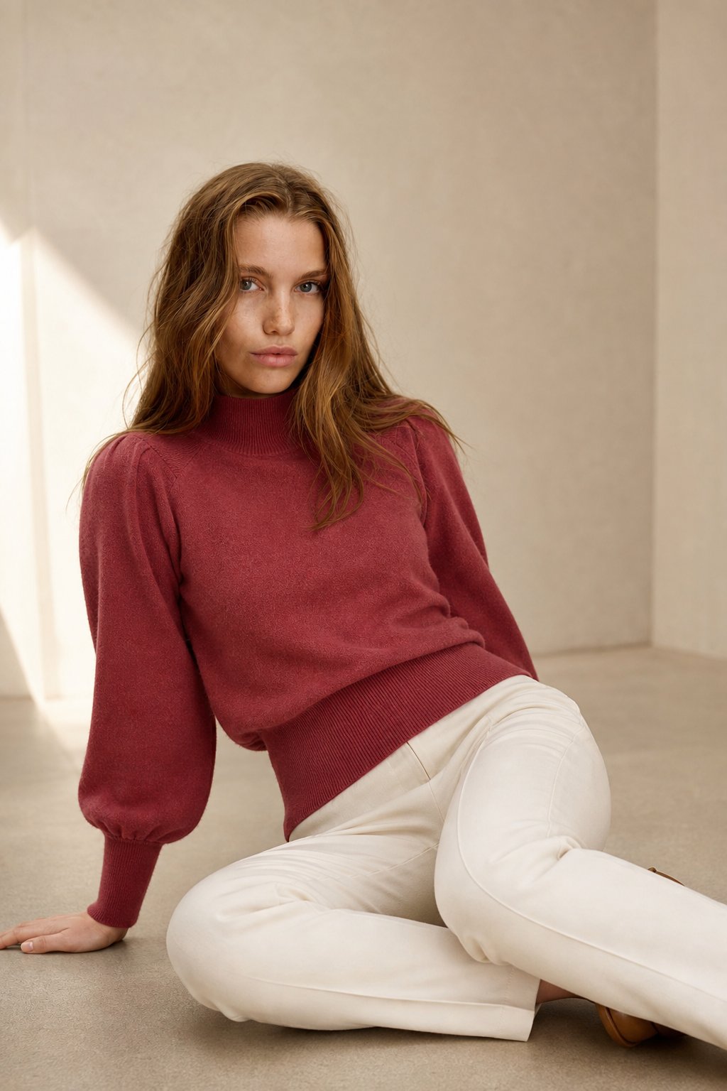 Diana Merino Pullover — Maroon, studio product shot