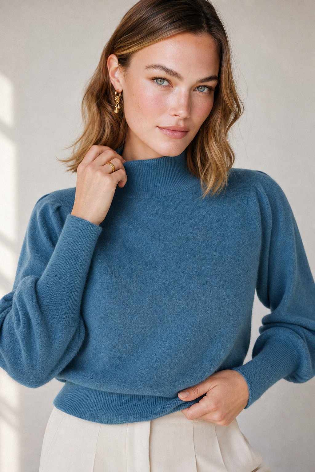 Diana Merino Pullover — Blue, studio product shot