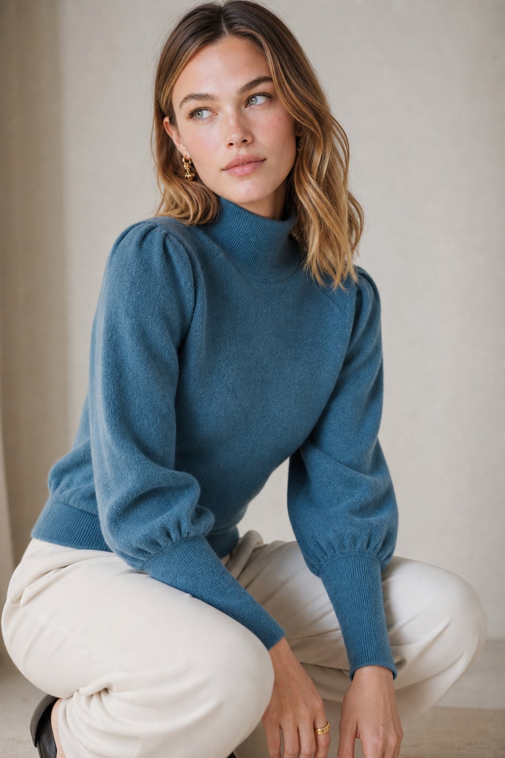 Diana Merino Pullover — Blue, studio product shot
