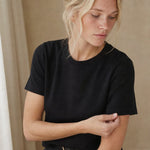 Elise Everyday 100% Cotton Tee — Black, banana_republic product shot
