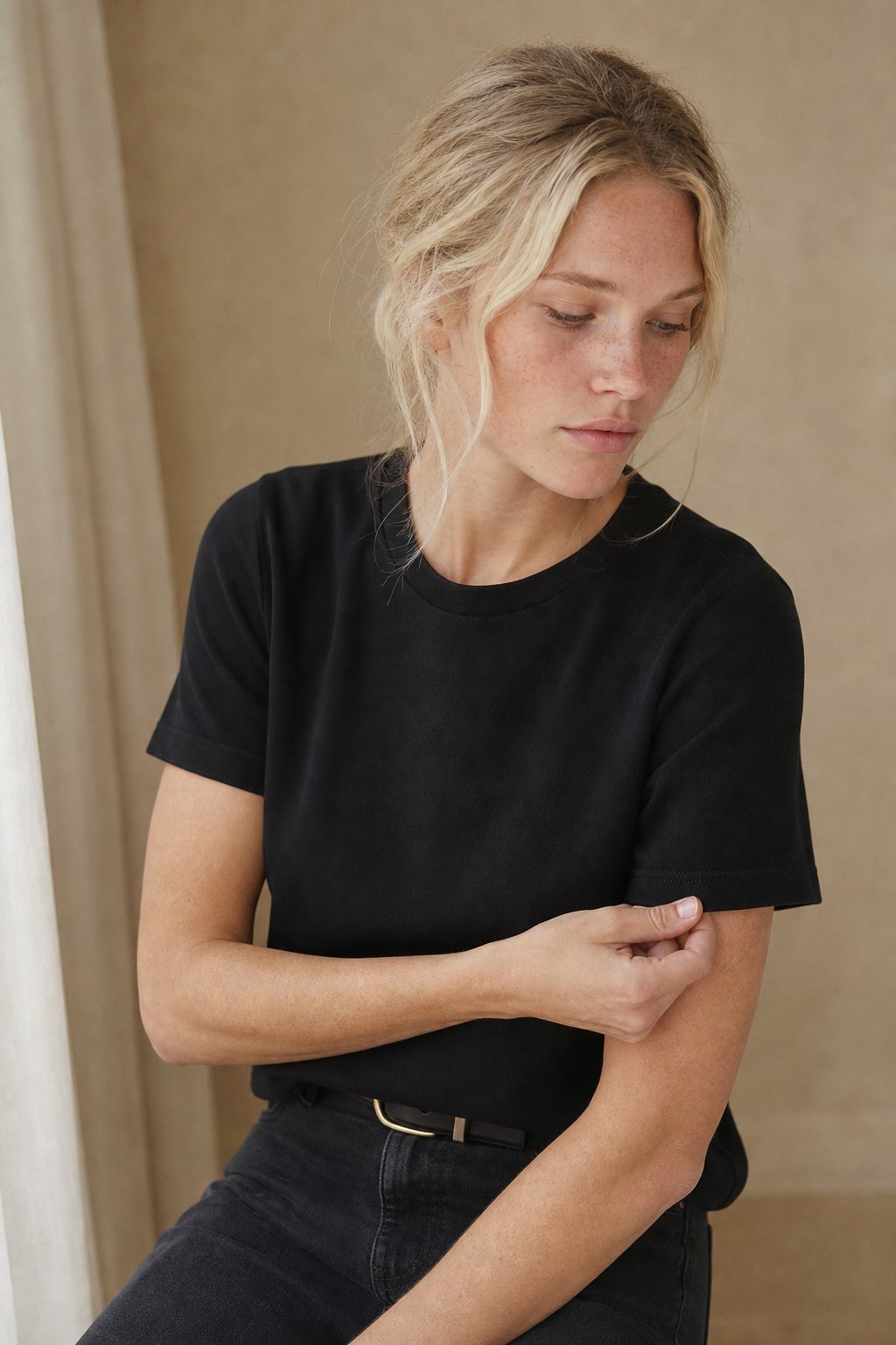Elise Everyday 100% Cotton Tee — Black, banana_republic product shot