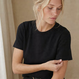 Elise Everyday 100% Cotton Tee — Black, banana_republic product shot