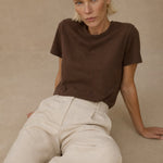 Elise Everyday 100% Cotton Tee — Brown, banana_republic product shot
