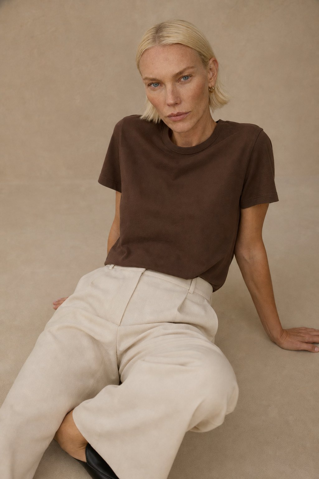 Elise Everyday 100% Cotton Tee — Brown, banana_republic product shot