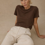 Elise Everyday 100% Cotton Tee — Brown, banana_republic product shot