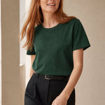 Elise Everyday 100% Cotton Tee — Dark Green, banana_republic product shot