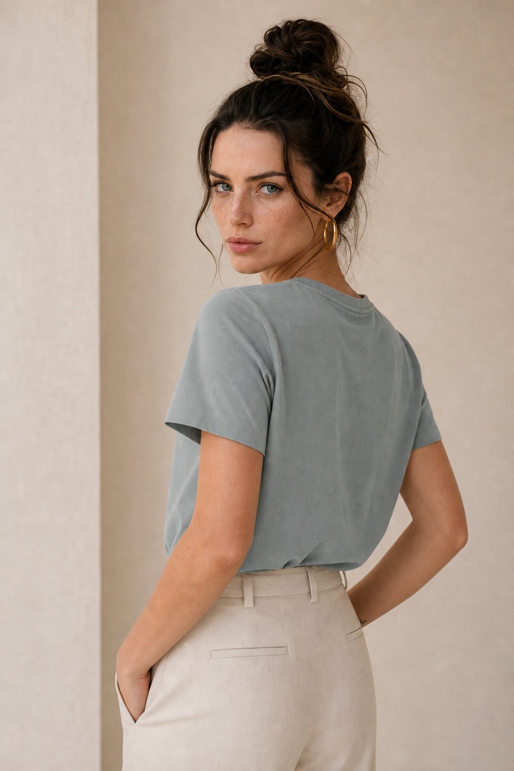 Elise Everyday 100% Cotton Tee — Gray, banana_republic product shot
