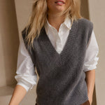 Elise Ribbed Cashmere Vest — Gray, banana_republic product shot