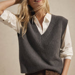 Elise Ribbed Cashmere Vest — Gray, banana_republic product shot