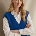 Elise Ribbed Cashmere Vest — Blue, banana_republic product shot