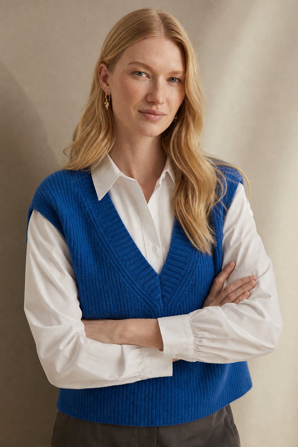 Elise Ribbed Cashmere Vest — Blue, banana_republic product shot