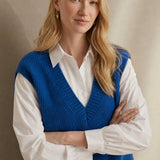 Elise Ribbed Cashmere Vest — Blue, banana_republic product shot