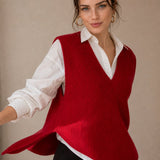 Elise Ribbed Cashmere Vest — Red, banana_republic product shot