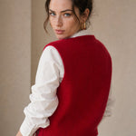 Elise Ribbed Cashmere Vest — Red, banana_republic product shot