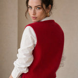 Elise Ribbed Cashmere Vest — Red, banana_republic product shot
