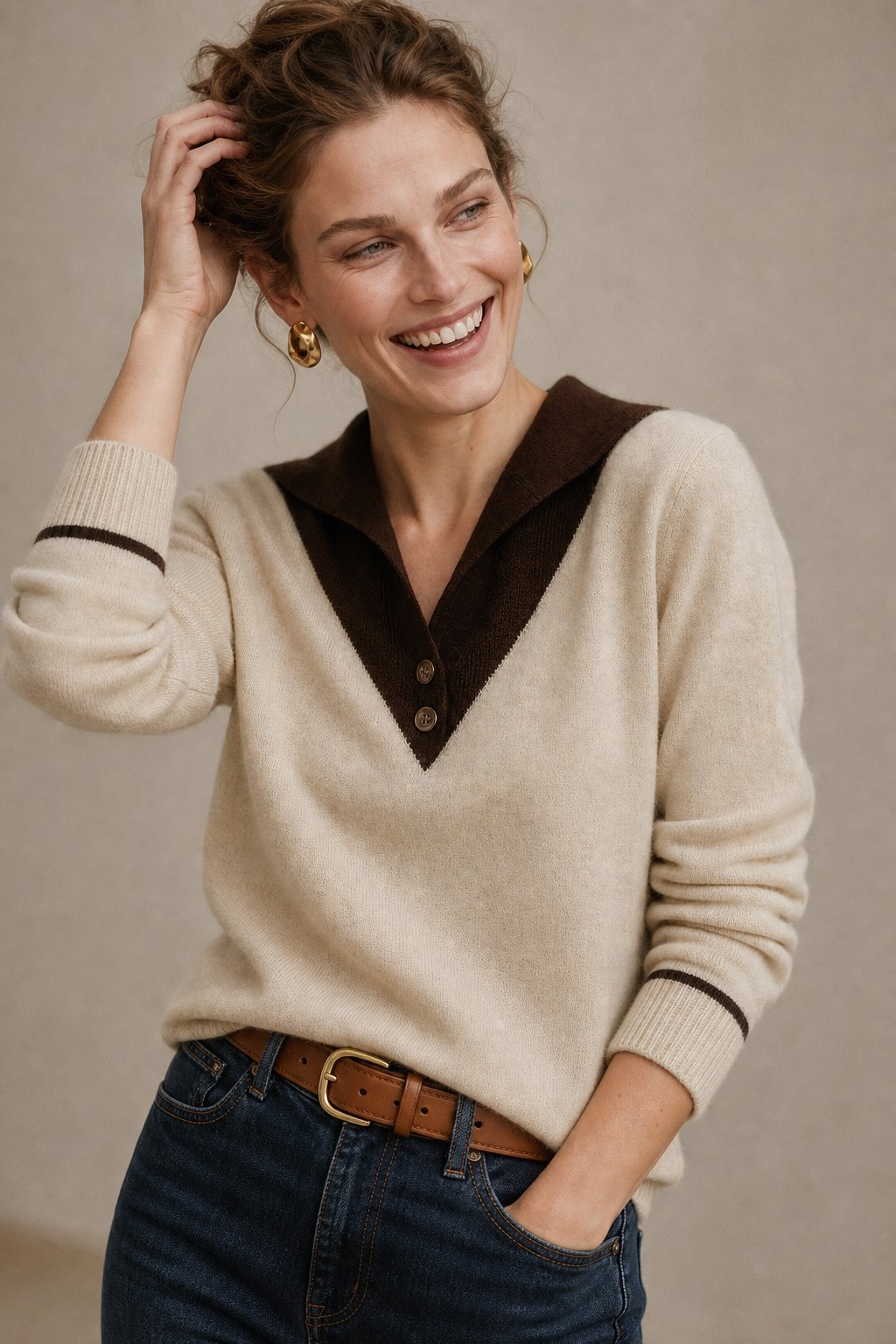 Elizabeth Avenue Merino Wool Sweater — Beige, banana_republic product shot