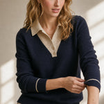 Elizabeth Avenue Merino Wool Sweater — Navy, banana_republic product shot