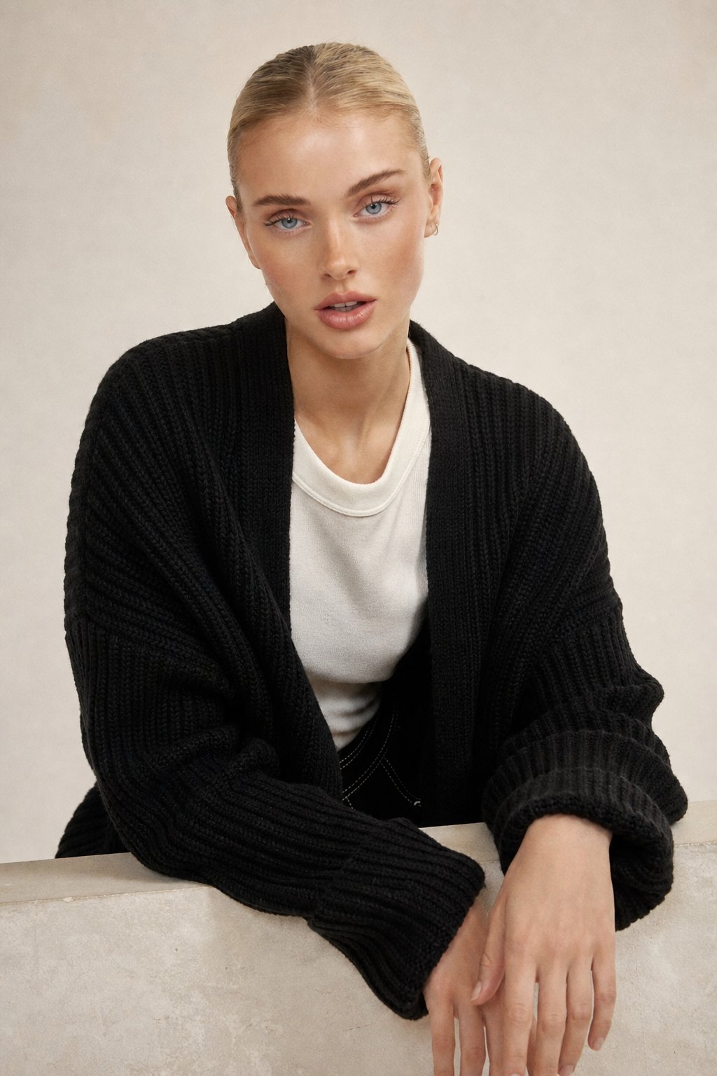 Elowen Soft Knit Cardi — Black, banana_republic product shot